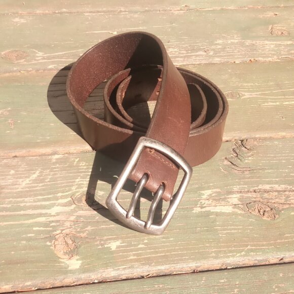 Vintage Old Navy Double Notch Unisex Real Leather Belt - LG - Picture 2 of 9